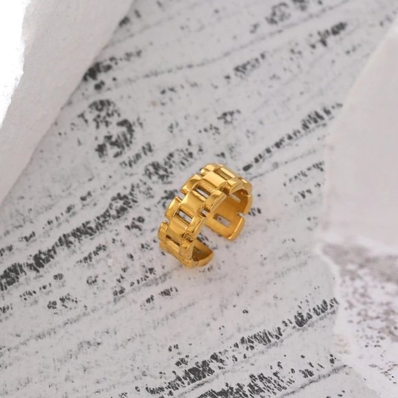 NEW 18K Gold Plated Link Chain Ring - Picture 8 of 10